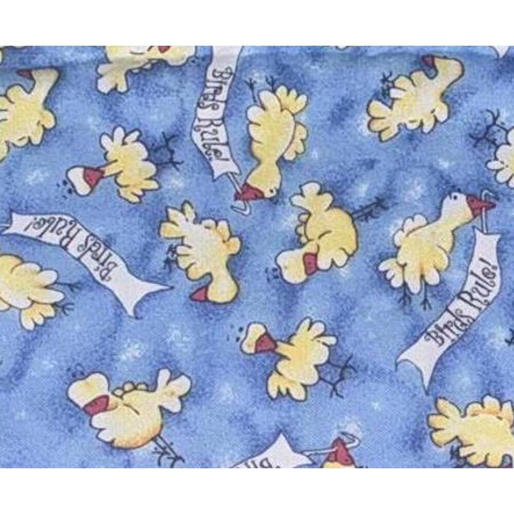 Vintage Blue Fabric with Cute Yellow Birds by Robert Kaufman